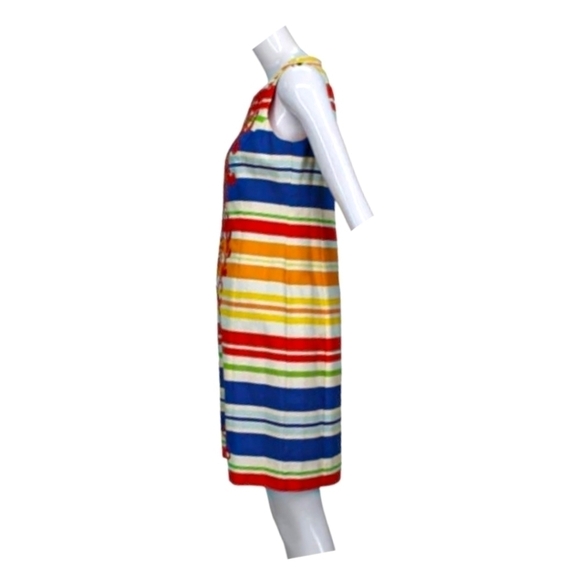 Anthro Tabitha Embroidered Rainbow Striped Totem Dress - Picture 5 of 8